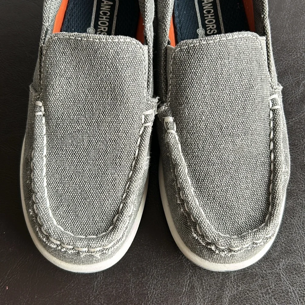 Anchors Edge Bay Boys Gray Slip-On Shoes, Jimmy, Texile size 12M 🌞